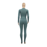 Solid Long Sleeve Slim Two Piece Pants Set ANDF-0701