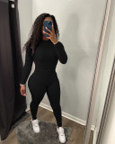 Solid Long Sleeve Slim Two Piece Pants Set ANDF-0701