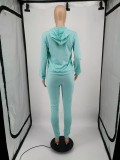 Plus Size Solid Sports Hoodies Pants Two Piece Sets XMF-085