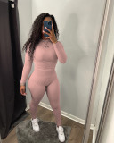 Solid Long Sleeve Slim Two Piece Pants Set ANDF-0701