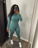 Solid Long Sleeve Slim Two Piece Pants Set ANDF-0701