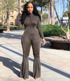 Plus Size Sexy Long Sleeves Skinny Flared Jumpsuit CL-6039