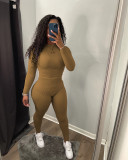 Solid Long Sleeve Slim Two Piece Pants Set ANDF-0701