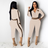 Casual Long Sleeve Zipper Two Piece Pants Set MDF-5115