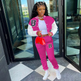 Casual Printed Baseball Jacket And Pants Two Piece Sets WSYF-5915