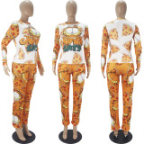 Cartoon Print Long Sleeve Homewear Pajamas Sets SHD-9807