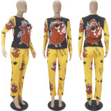Cartoon Print Long Sleeve Homewear Pajamas Sets SHD-9807