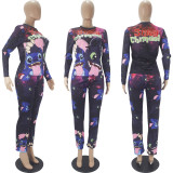 Cartoon Print Long Sleeve Homewear Pajamas Sets SHD-9807