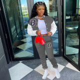 Casual Printed Baseball Jacket And Pants Two Piece Sets WSYF-5915