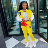 Casual Printed Baseball Jacket And Pants Two Piece Sets WSYF-5915