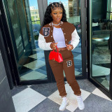 Casual Printed Baseball Jacket And Pants Two Piece Sets WSYF-5915