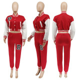 Casual Printed Baseball Jacket And Pants Two Piece Sets WSYF-5915