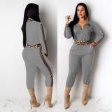 Casual Long Sleeve Zipper Two Piece Pants Set MDF-5115