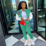 Casual Printed Baseball Jacket And Pants Two Piece Sets WSYF-5915