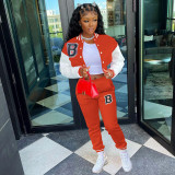 Casual Printed Baseball Jacket And Pants Two Piece Sets WSYF-5915