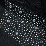 Sexy Hot Drilling Mesh See Through One Shoulder Jumpsuit SH-390212
