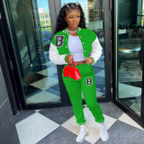 Casual Printed Baseball Jacket And Pants Two Piece Sets WSYF-5915