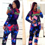 Cartoon Print Long Sleeve Homewear Pajamas Sets SHD-9807