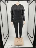 Plus Size Sports Hooded Zipper Two Piece Sets YIM-226