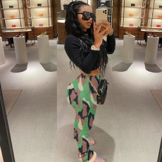 Plus Size Camo Print Casual Stacked Pants LM-8294