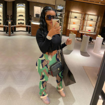 Plus Size Camo Print Casual Stacked Pants LM-8294