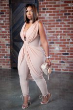 Sexy Mesh Sleeveless Cross Club Jumpsuit BDF-8108