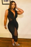 Sexy Mesh Sleeveless Cross Club Jumpsuit BDF-8108