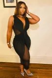 Sexy Mesh Sleeveless Cross Club Jumpsuit BDF-8108