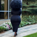 Plus Size Long Sleeve Slim Maxi Dress OSIF-21397