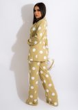 Polka Dot Print Blazer Coat And Pants 2 Piece Suits BS-1295