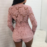 Sexy Lace Long Sleeve Top And Shorts 2 Piece Sets TE-4345