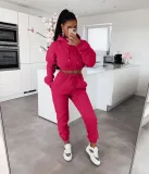 Solid Fleece Hoodies Pants Casual Two Piece Sets MIL-L279