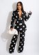 Polka Dot Print Blazer Coat And Pants 2 Piece Suits BS-1295
