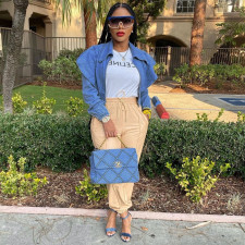 Plus Size Denim Ruffle Full Sleeve Short Jacket QY-5263