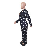 Polka Dot Print Blazer Coat And Pants 2 Piece Suits BS-1295