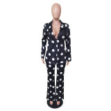 Polka Dot Print Blazer Coat And Pants 2 Piece Suits BS-1295