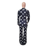 Polka Dot Print Blazer Coat And Pants 2 Piece Suits BS-1295