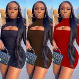 Sexy Off Shoulder Hollow Long Sleeve Mini Dress GLF-10072