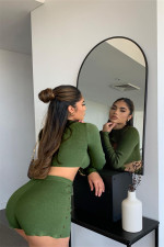 Sexy Hollow Out Ctop Top And Shorts 2 Piece Sets ME-S987