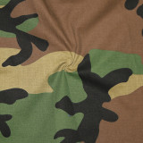 Plus Size Camo Print Full Sleeve Long Coat SH-390237