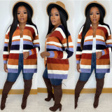 Knitted Striped Full Sleeve Saweater Cardigan FSXF-F331