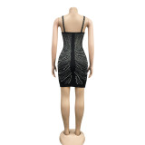 Sexy Hot Driiling Pearls Strap Club Dress BY-5074