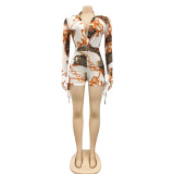 Sexy Printed Long Sleeve Romper BY-5178