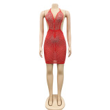 Sexy Hot Drilling Halter Backless Night Club Dress BY-5251