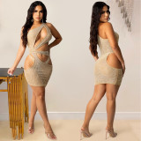 Sexy Hot Drilling One Shoulder Hollow Night Club Dress BY-5283