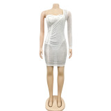Sexy Hot Drilling Mesh One Shoulder Nigh Club Dress BY-5335