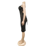 Sexy Hot Drilling Cross Strap Night Club Dress (Without Underpants) BY-5313