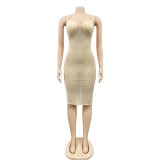 Sexy Hot Drilling Cross Strap Night Club Dress (Without Underpants) BY-5313