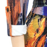 Sexy Printed Long Sleeve Two Piece Pants Set BY-5281