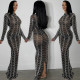 Hot Drilling Mesh Sexy Long Club Dress BY-5351